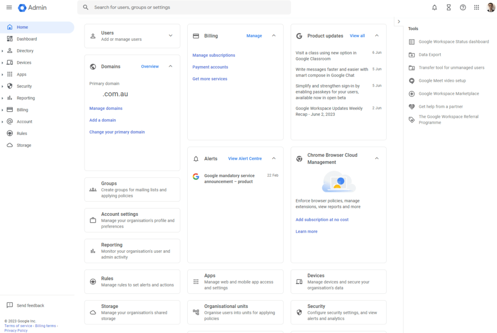 Google Admin Portal